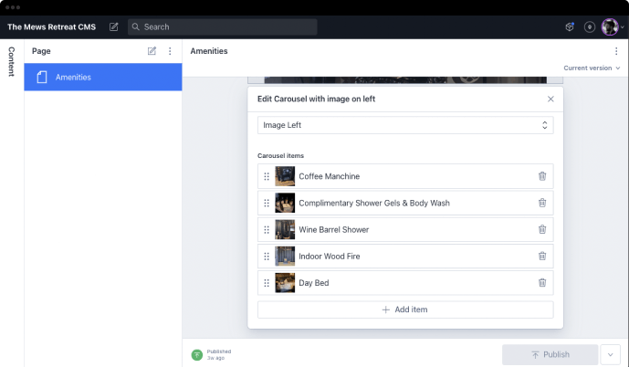 The Mews St Leonards backend cms carousel screenshot